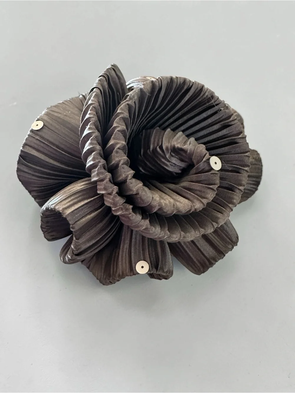Bellissima Grey Pleated Satin Fascinator Headband with Birdcage Veil